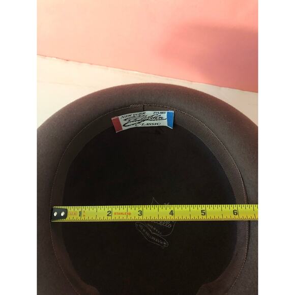 GEORGEORGE W BOLLMAN 100% WOOL BROWN HAT W/BLACK TRIM "EXCELLO" MADE IN USA - Picture 7 of 12